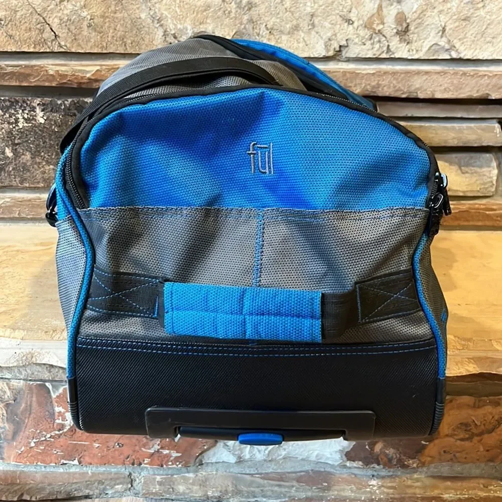 Fūl Blue and Grey Rolling Travel Duffel Bag